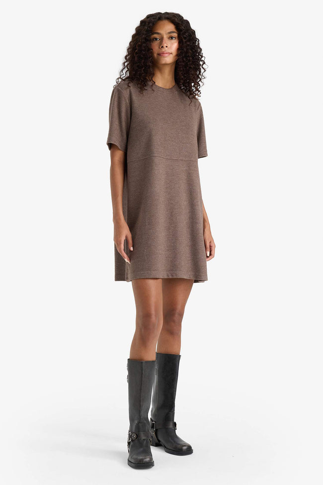 A Cut Crew Neck Ribana Dress Main Image