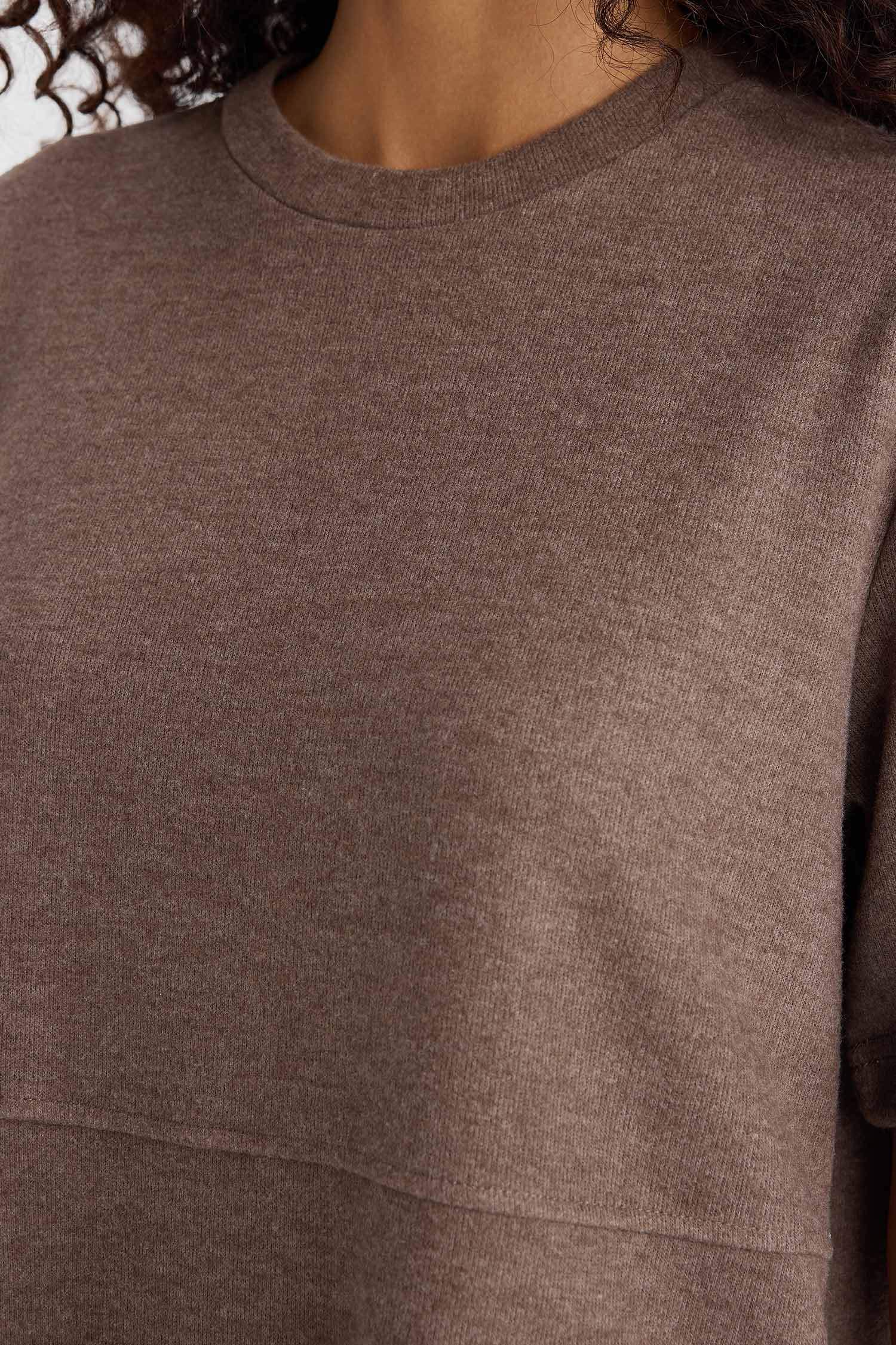 A Cut Crew Neck Ribana Dress