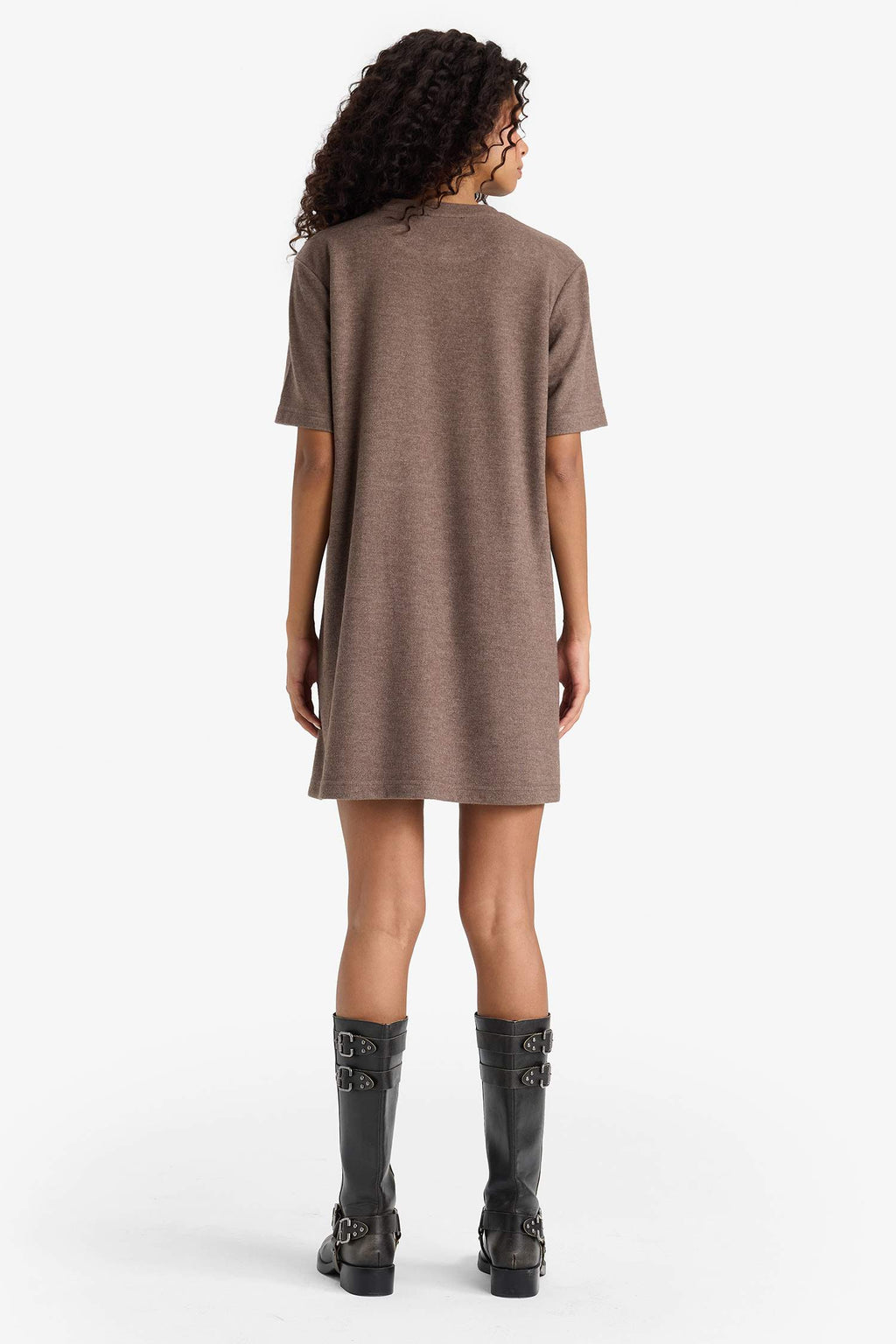 A Cut Crew Neck Ribana Dress