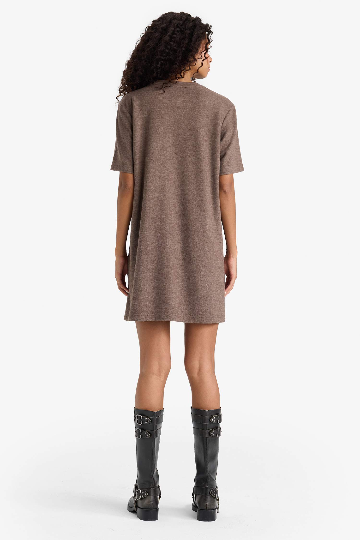 A Cut Crew Neck Ribana Dress