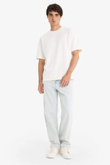 100% Cotton Baggy Fit Wide Leg Jean Washed Trousers