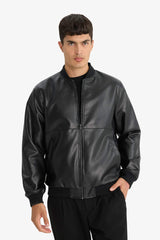 Regular Fit Faux Leather Jacket