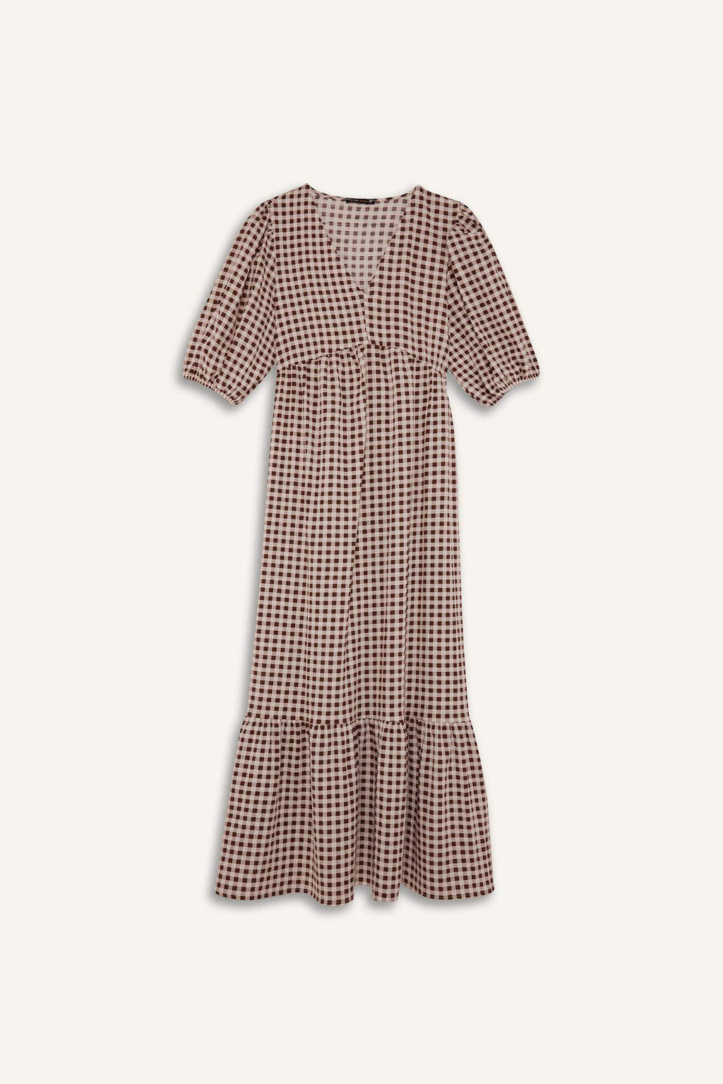 V-Neck Printed Wowen Fabrics Midi Dress