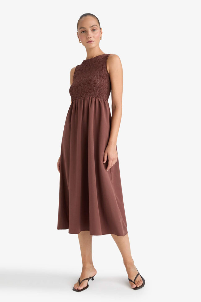 Crew Neck Terry Cotton Sleeveless Midi Dress Main Image