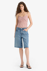 Slim Fit Slim Cut V Neck Lace Strappy Tank Top