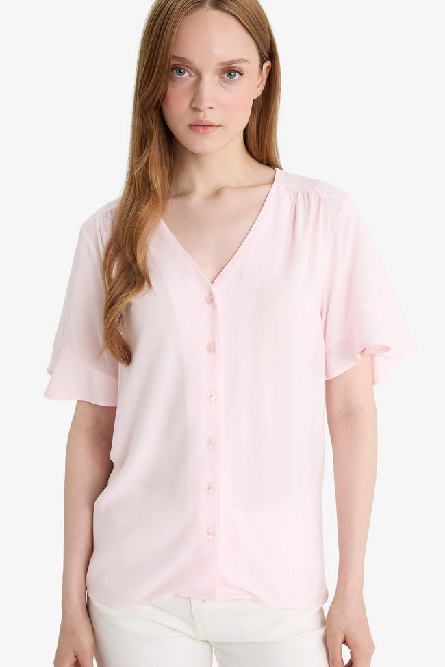 Regular Fit V-Neck Short Sleeve Shirt Hover Image