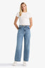 Barrel Fit Normal Waist Ankle Length Jean Washed Trousers