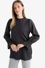 Regular Fit Crew Neck Long Sleeve Tunic