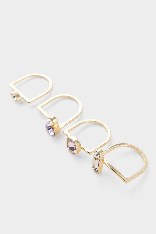 Women's 4-Piece Stone Gold Ring Main Image