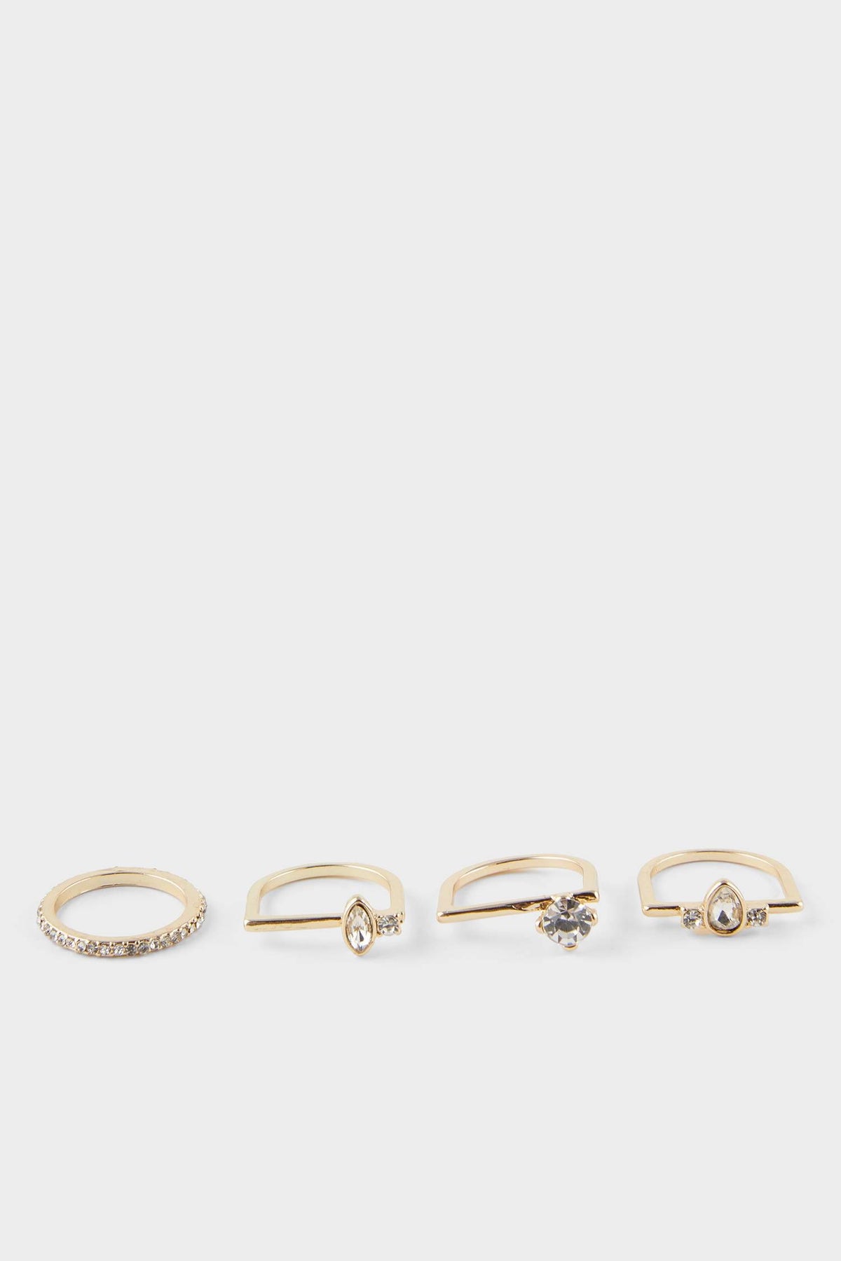 Women 4-Piece Stone Gold Ring