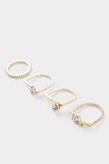Women 4-Piece Stone Gold Ring