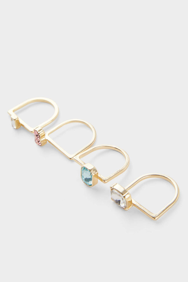 Women's 4-Piece Colored Stone Gold Ring Main Image