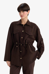 Regular Fit Tencel Jacket with Elastic Waistband