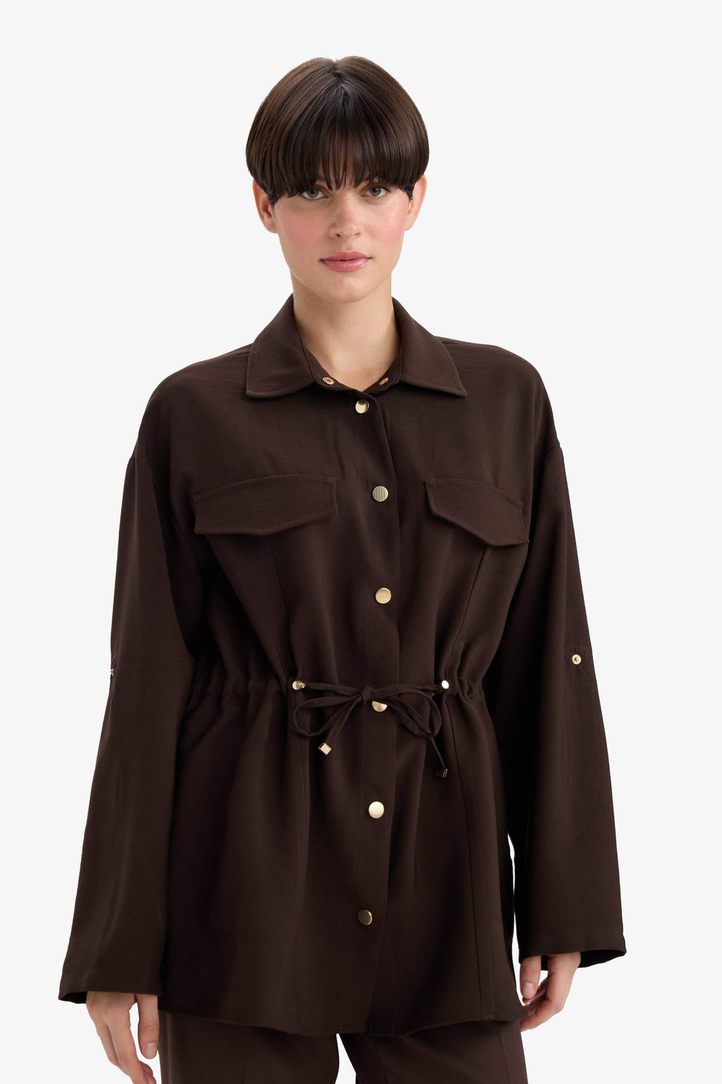 Regular Fit Tencel Jacket with Elastic Waistband