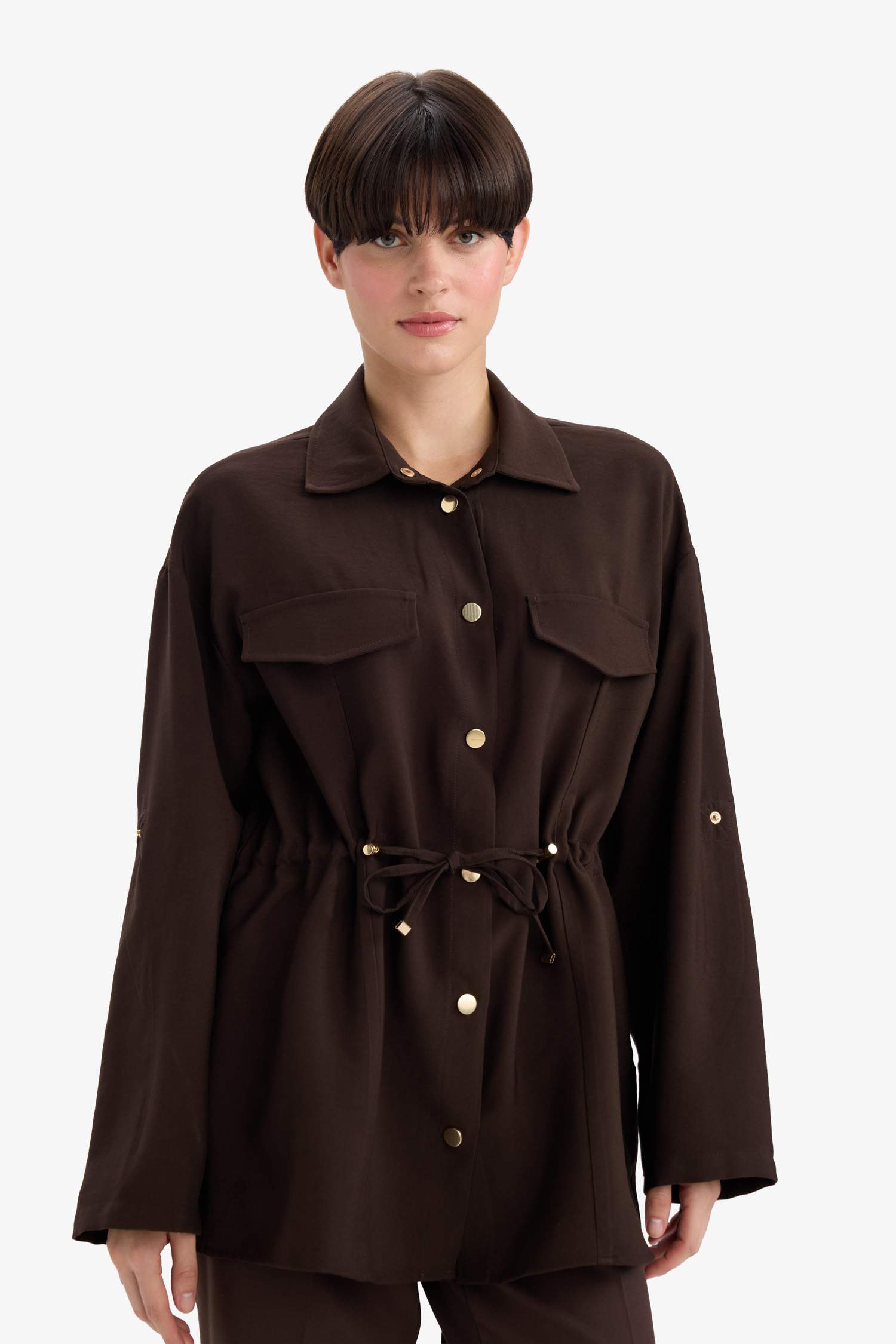 Regular Fit Tencel Jacket with Elastic Waistband