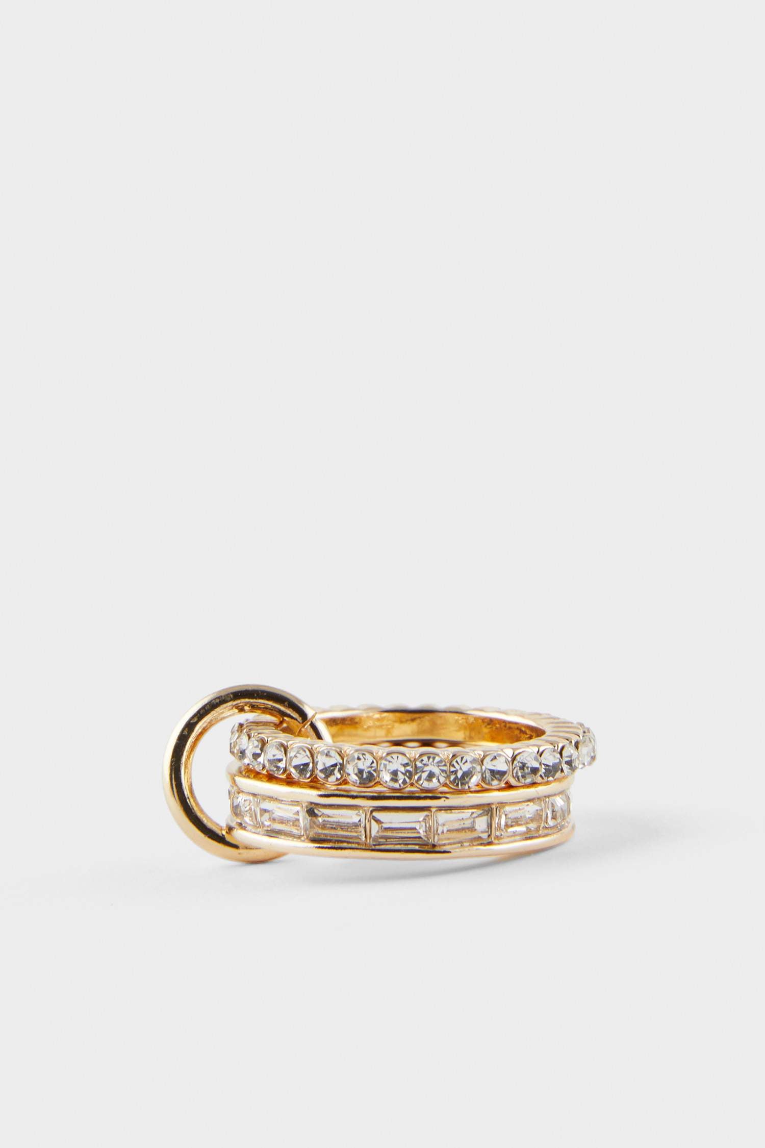 Women Triple Stone Gold Ring