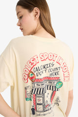 Oversize Wide Mold Crew Neck Back Printed Short Sleeve T-Shirt