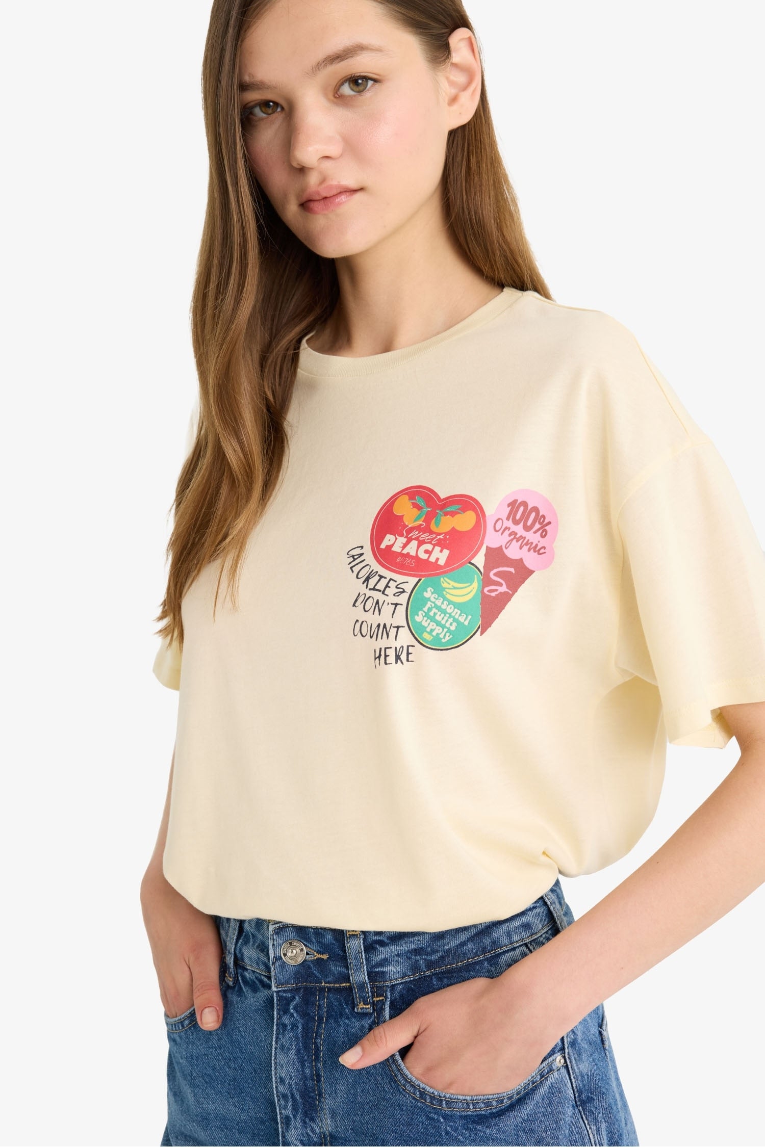 Oversize Wide Mold Crew Neck Back Printed Short Sleeve T-Shirt