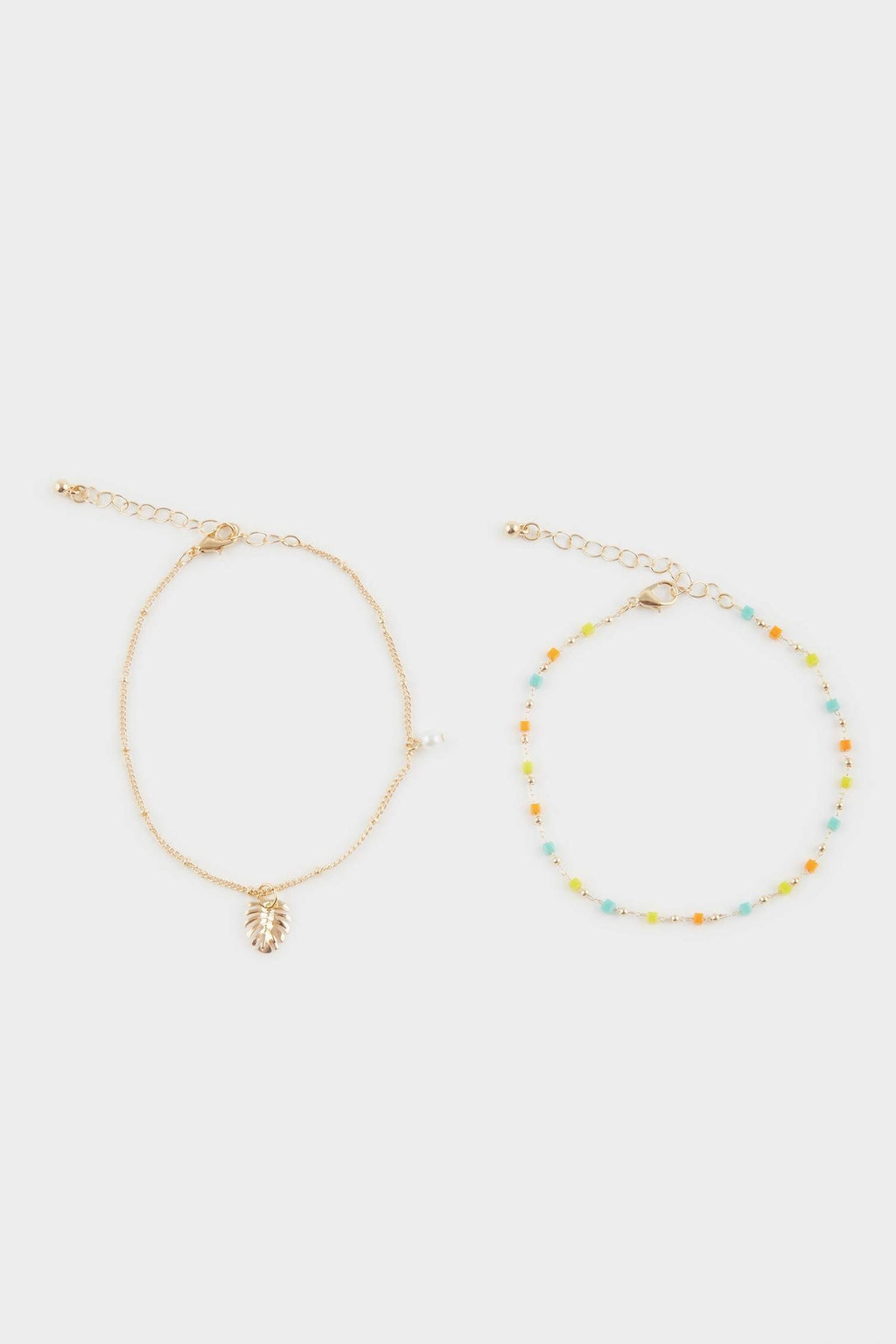 Women 2-Pack Colorful Stone Gold Anklet