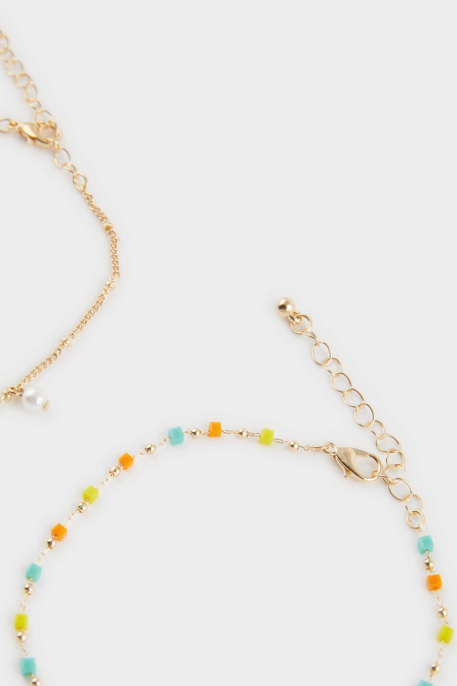 Women 2-Pack Colorful Stone Gold Anklet