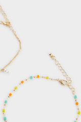 Women 2-Pack Colorful Stone Gold Anklet