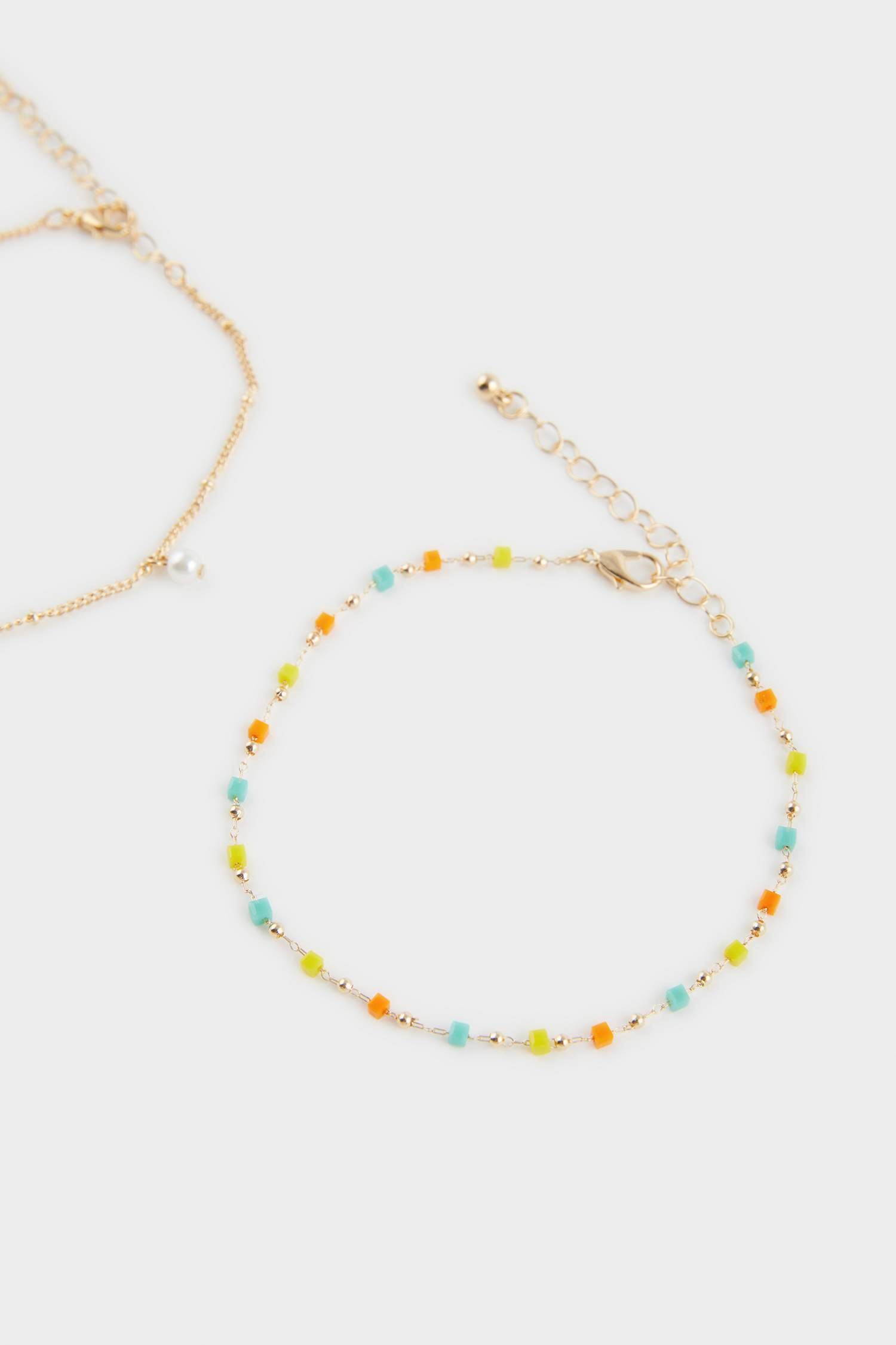 Women 2-Pack Colorful Stone Gold Anklet