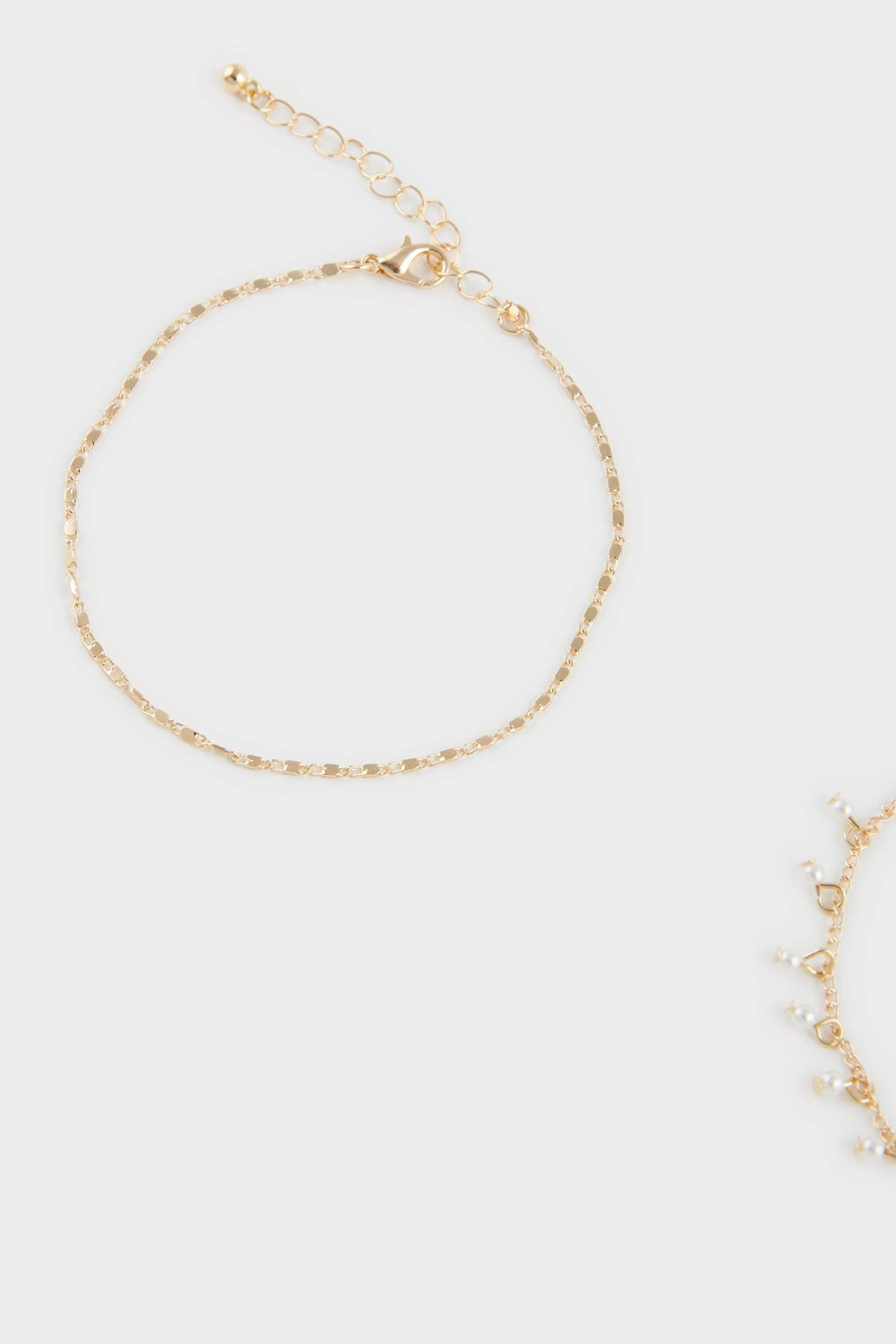 Women's 3-Piece Pearl Gold Anklet