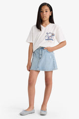 Girls Hello Kitty Oversize Wide Mold V-Neck Back Printed Short Sleeve T-Shirt