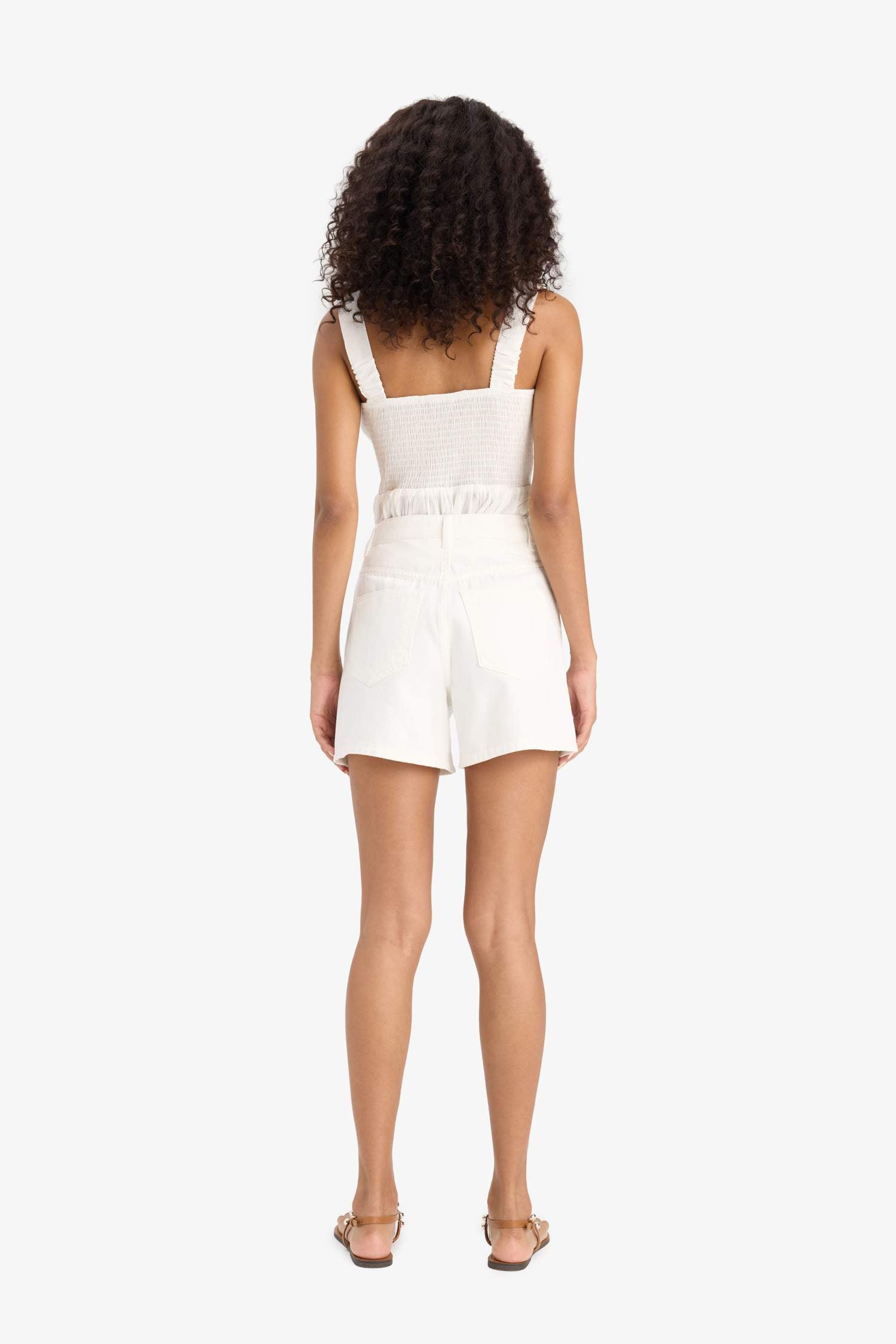 White Gabardine Shorts with Pockets