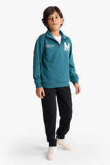 Boys Two-Piece Set: Half-Zip Printed Sweatshirt and Sweatpants