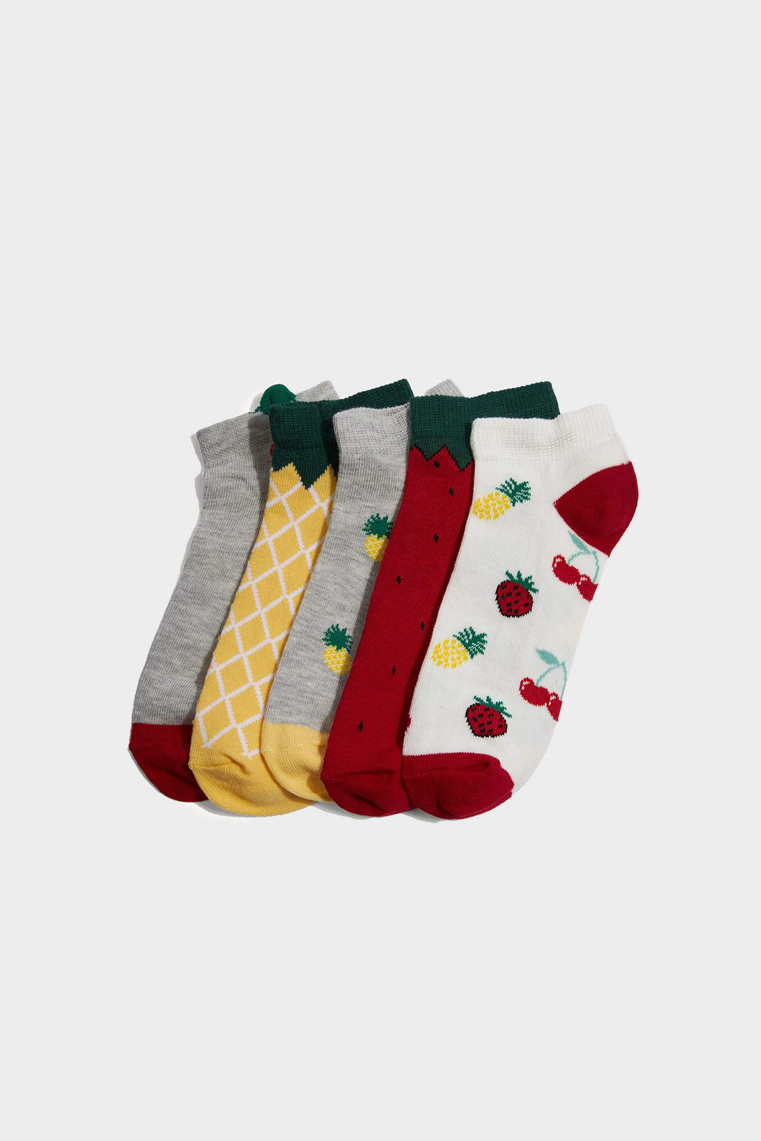 Girls Fruit Printed 5-Pack Cotton Ankle Socks