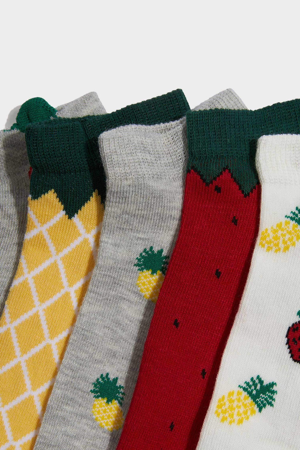 Girls Fruit Printed 5-Pack Cotton Ankle Socks