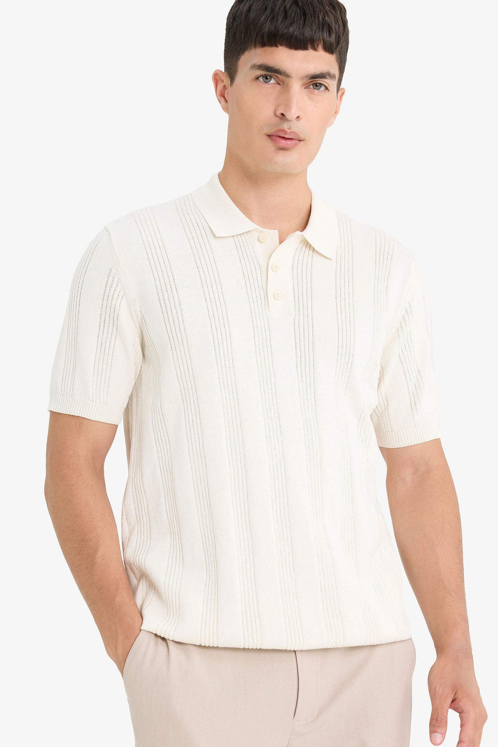 100% Cotton Polo Neck Short Sleeve Knit T-Shirt