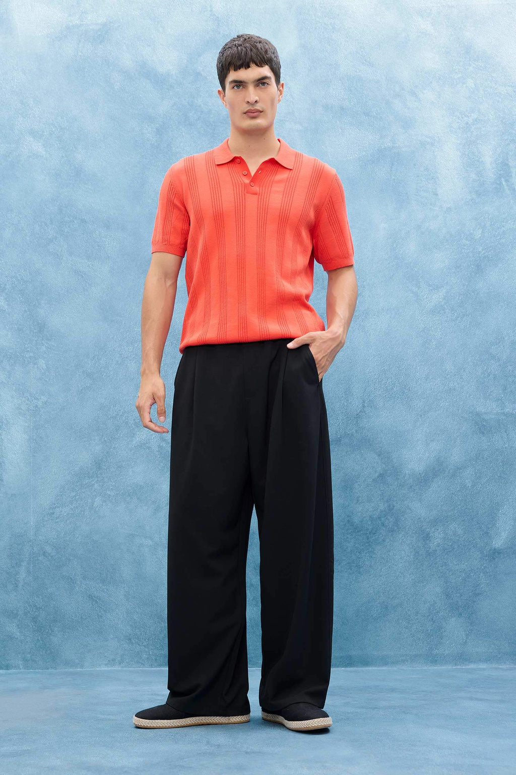 100% Cotton Polo Neck Short Sleeve Knit T-Shirt