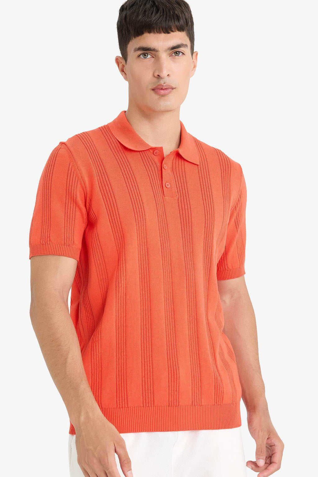 100% Cotton Polo Neck Short Sleeve Knit T-Shirt