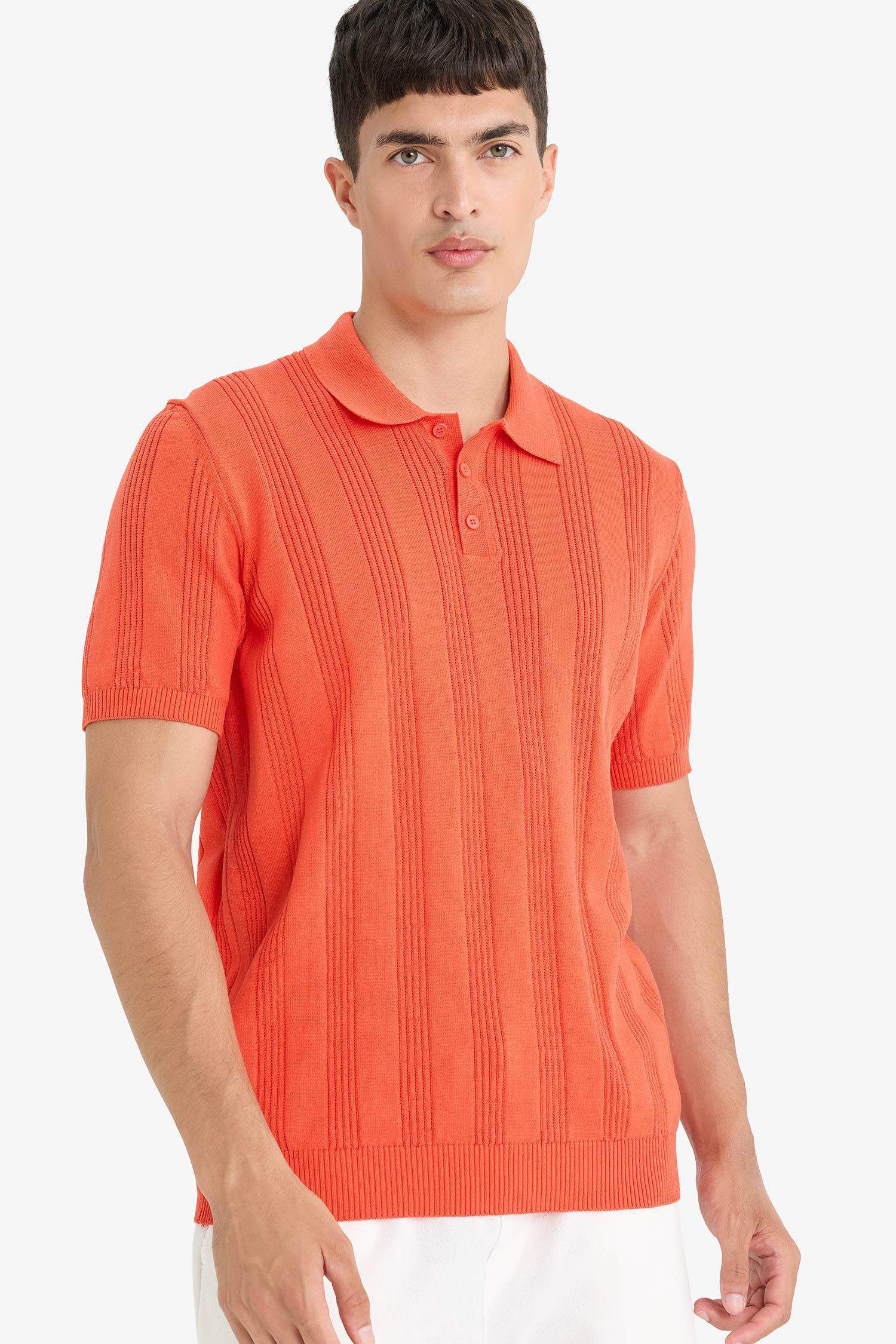 100% Cotton Polo Neck Short Sleeve Knit T-Shirt