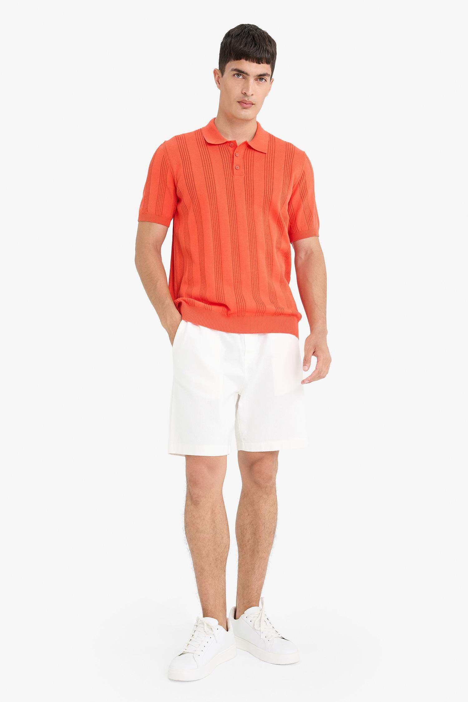 100% Cotton Polo Neck Short Sleeve Knit T-Shirt