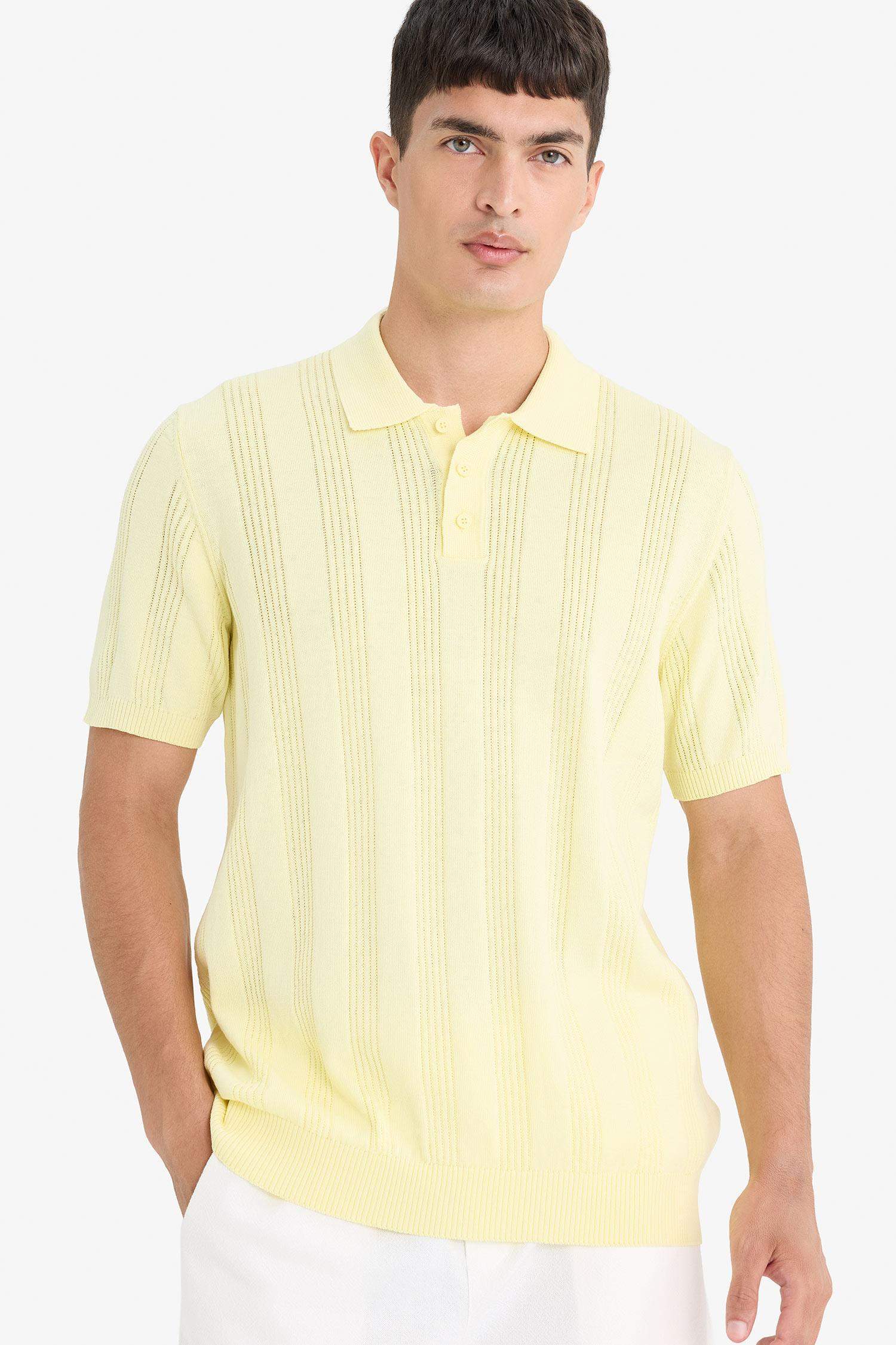 100% Cotton Polo Neck Short Sleeve Knit T-Shirt