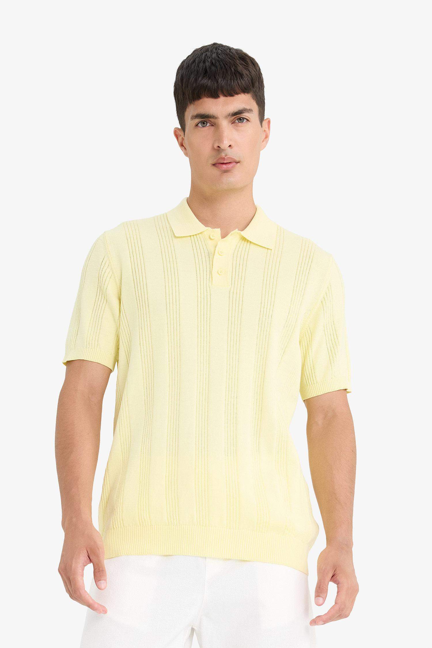 100% Cotton Polo Neck Short Sleeve Knit T-Shirt