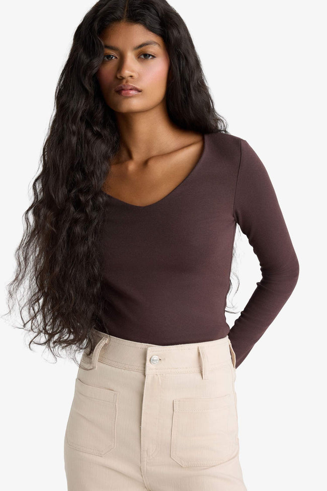 Slim Fit Slim Cut Basic Plain Modal Long Sleeve T-Shirt Hover Image