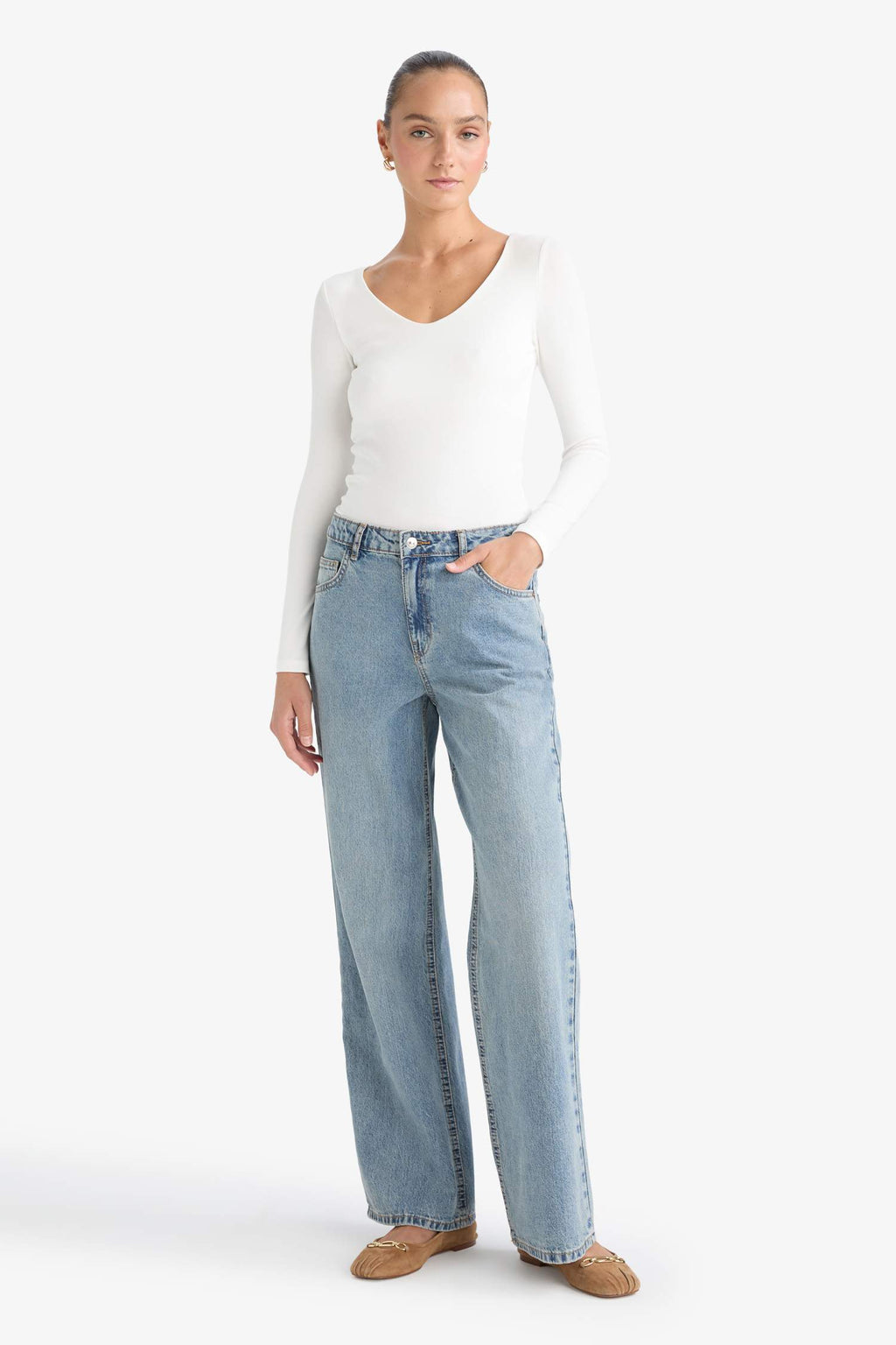 Slim Fit Slim Cut Basic Plain Modal Long Sleeve T-Shirt