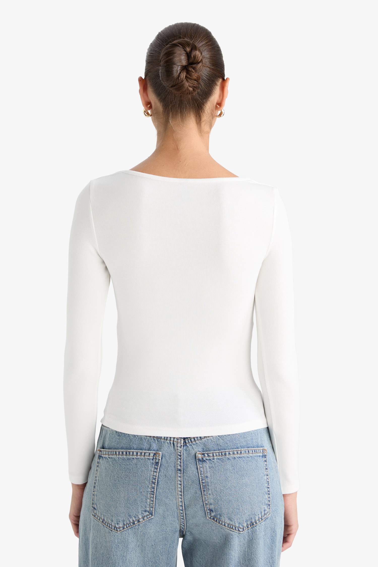 Slim Fit Slim Cut Basic Plain Modal Long Sleeve T-Shirt