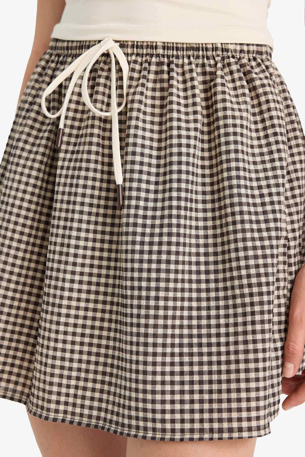 A-Line Checkered Normal Waist Seersucker Textured Mini Skirt