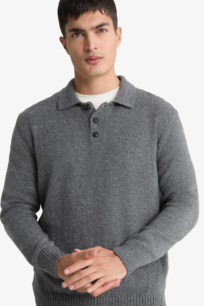 Standard Fit Polo Neck Knitwear Sweater Hover Image