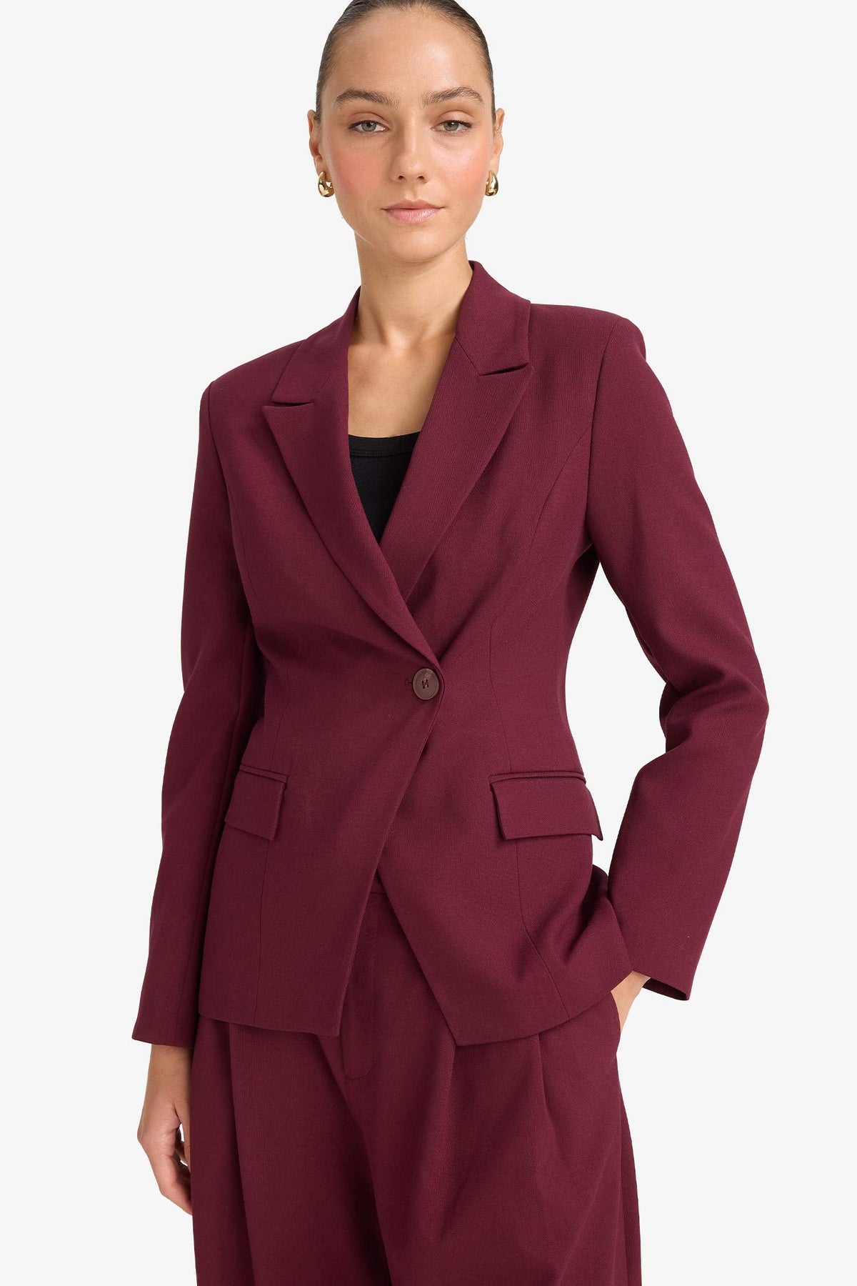 Fitted Button Blazer Jacket