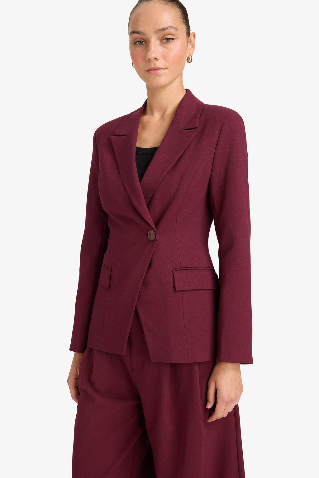 Fitted Button Blazer Jacket