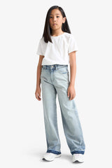 Girls 90s Wide Leg School Jeans