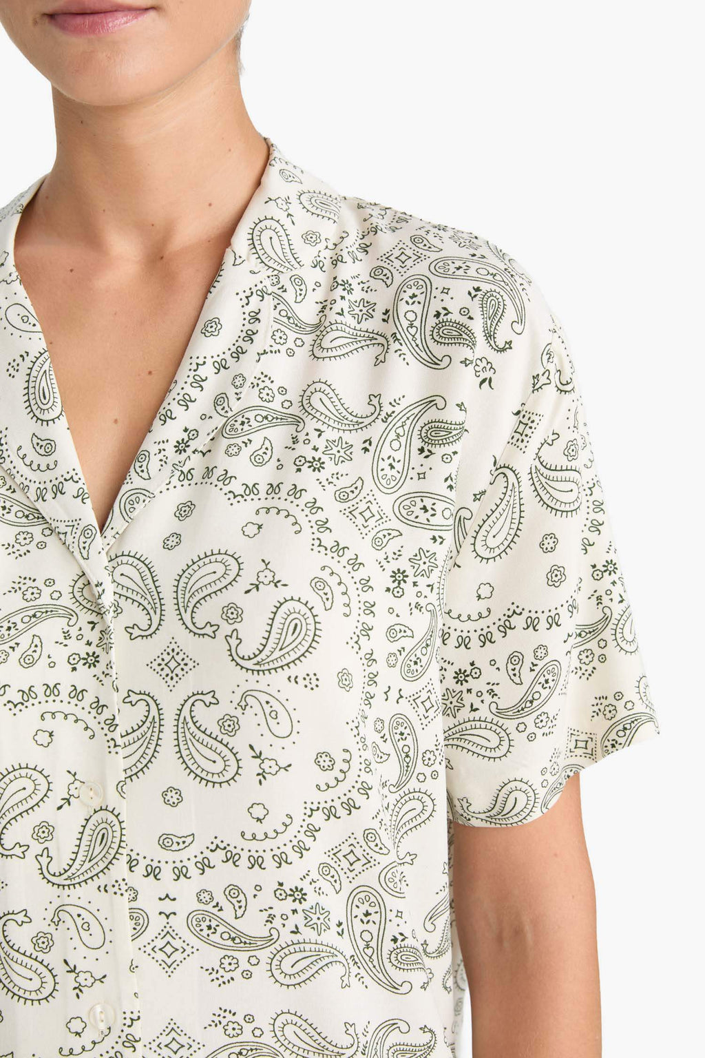 Pajama Set Regular Fit Viscose Patterned Short Sleeve Top Long Bottom