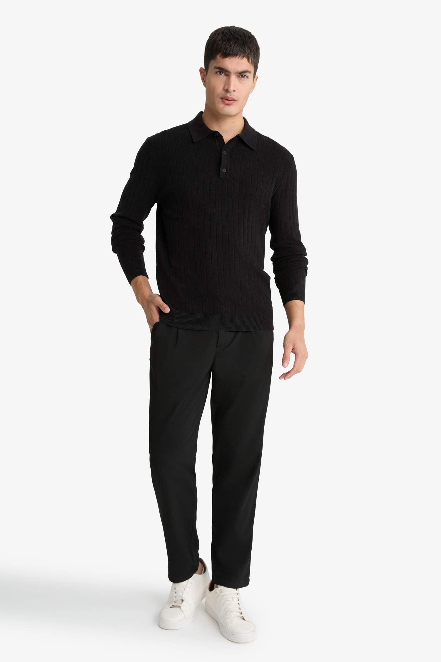 Standard Fit Polo Collar Knit Sweater