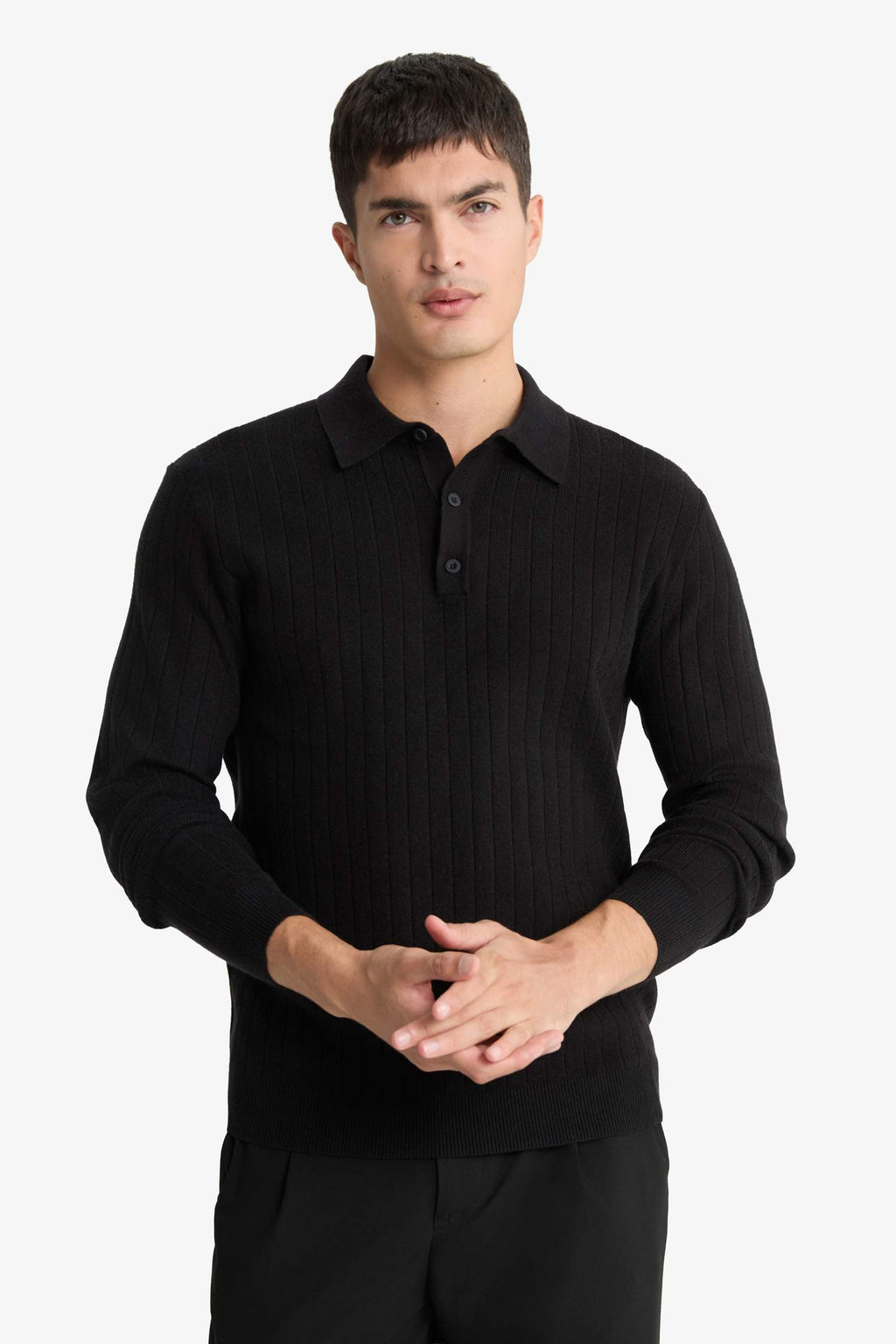 Standard Fit Polo Collar Knit Sweater